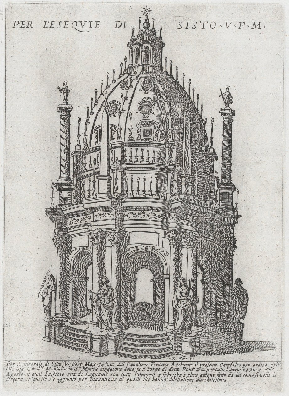Catafalque voor paus Sixtus V, 1591 door Giovanni Maggi