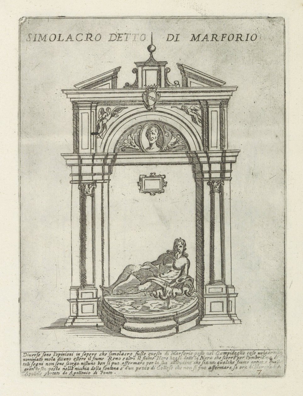 Fontein met het beeld van Marforio door Giovanni Maggi