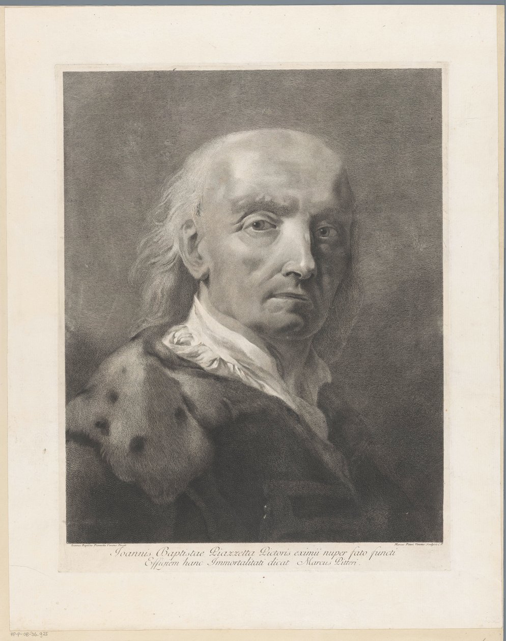 Portret van kunstenaar Giovanni Battista Piazzetta door Giovanni Marco Pitteri