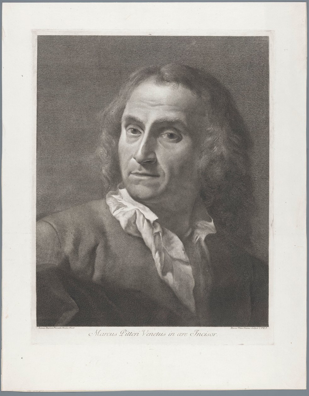 Portret van prentmaker Giovanni Marco Pitteri door Giovanni Marco Pitteri