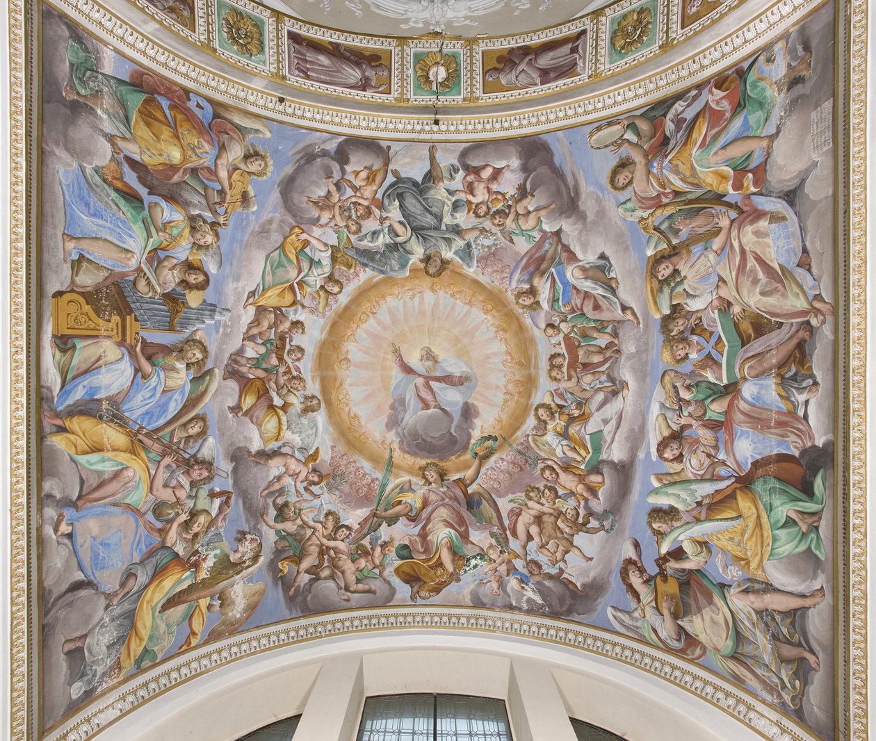 God in Glorie en muzikale engelen, 1616 door Giovanni Mauro della Rovere