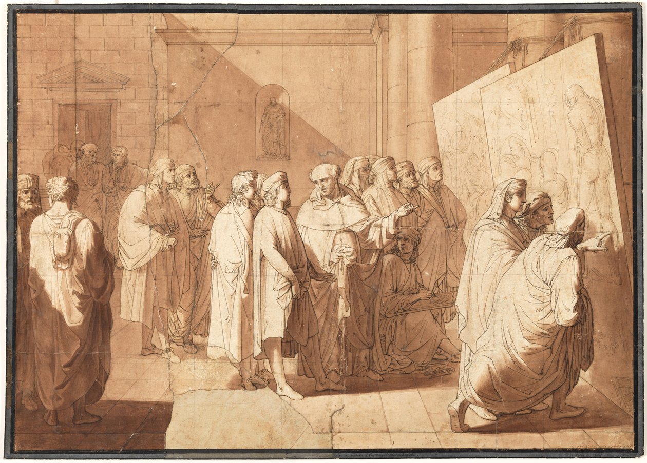 Fra Bartolommeo toont Rafael de Kartons van Leonardo en Michelangelo door Giovanni Paolo Lasinio
