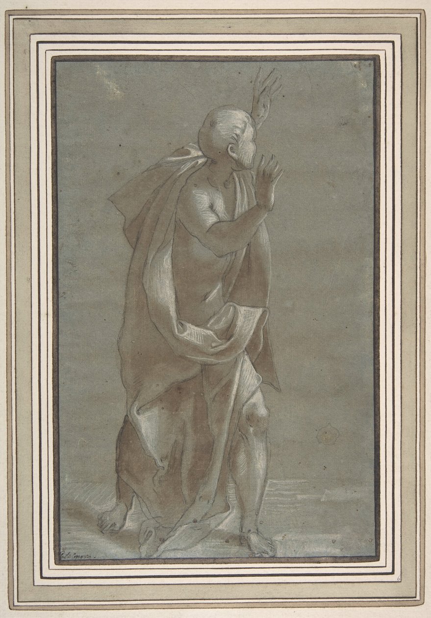 Staande Mannelijke Gedrapeerde Figuur met Opgeheven Handen, 1565-71 door Giovanni Paolo Lomazzo