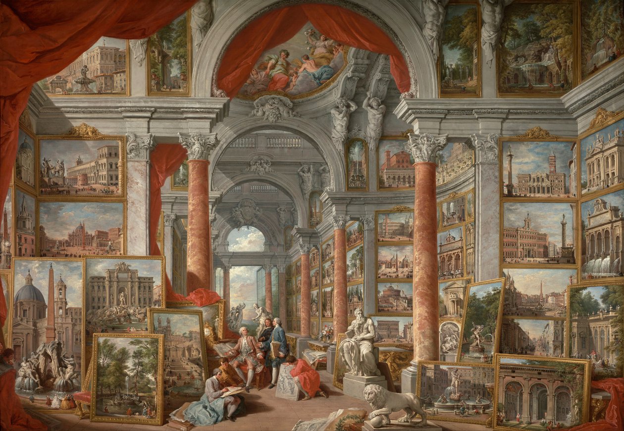 Fotogalerij met uitzichten op het moderne Rome door Giovanni Paolo Panini