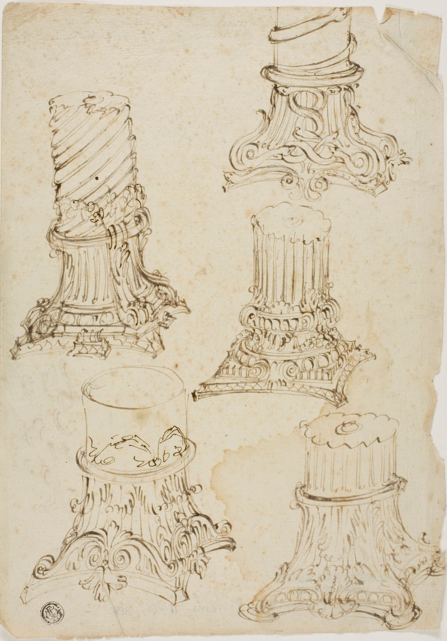 Schetsen van Korinthische kapitelen door Giovanni Paolo Panini
