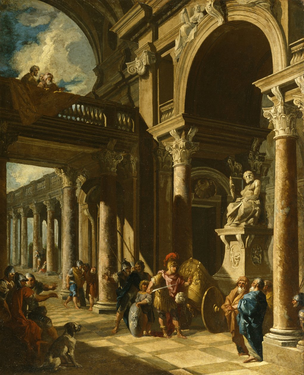 Alexander de Grote snijdt de Gordiaanse knoop door, ca. 1718-1719 door Giovanni Paolo Pannini
