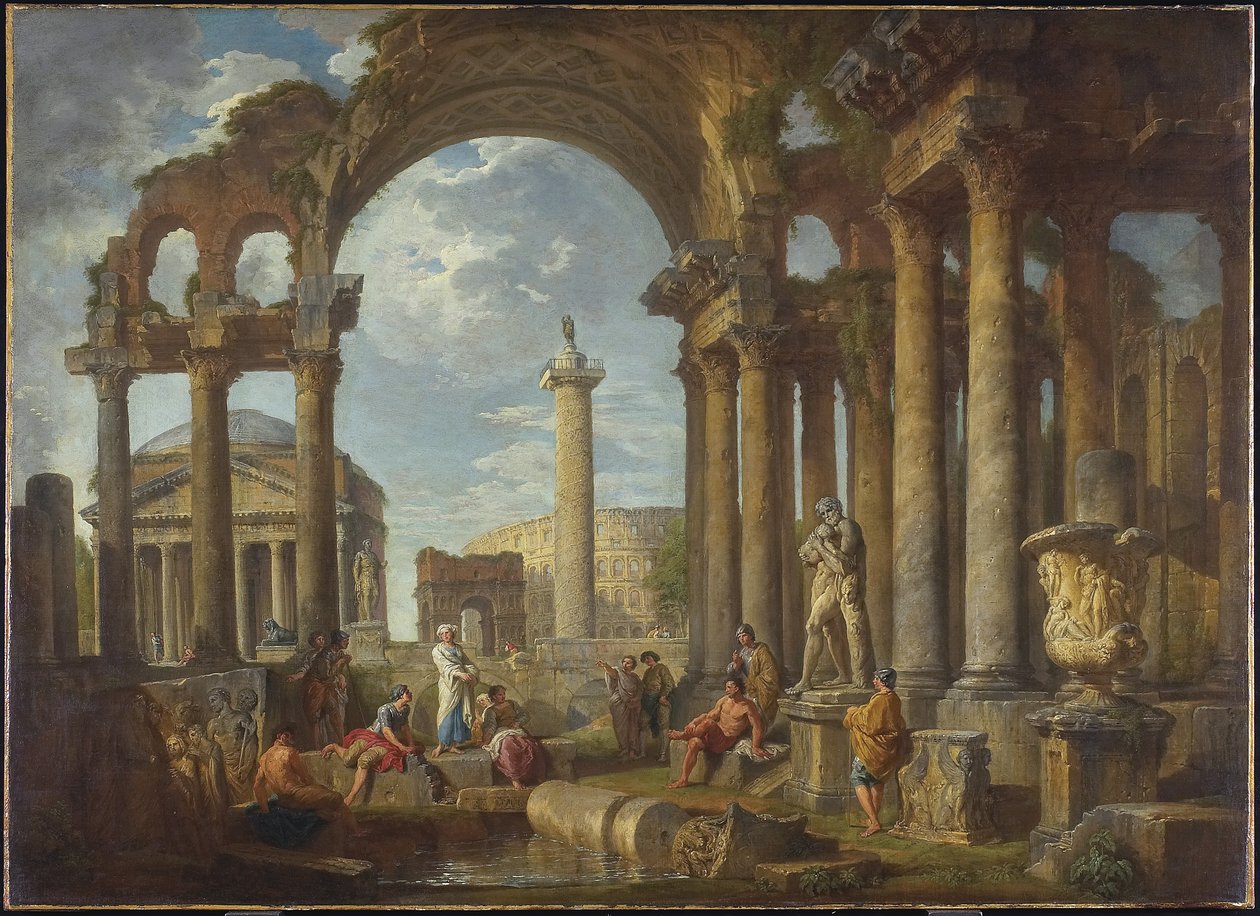 Een Capriccio van Romeinse Ruïnes met het Pantheon, c.1755 door Giovanni Paolo Pannini