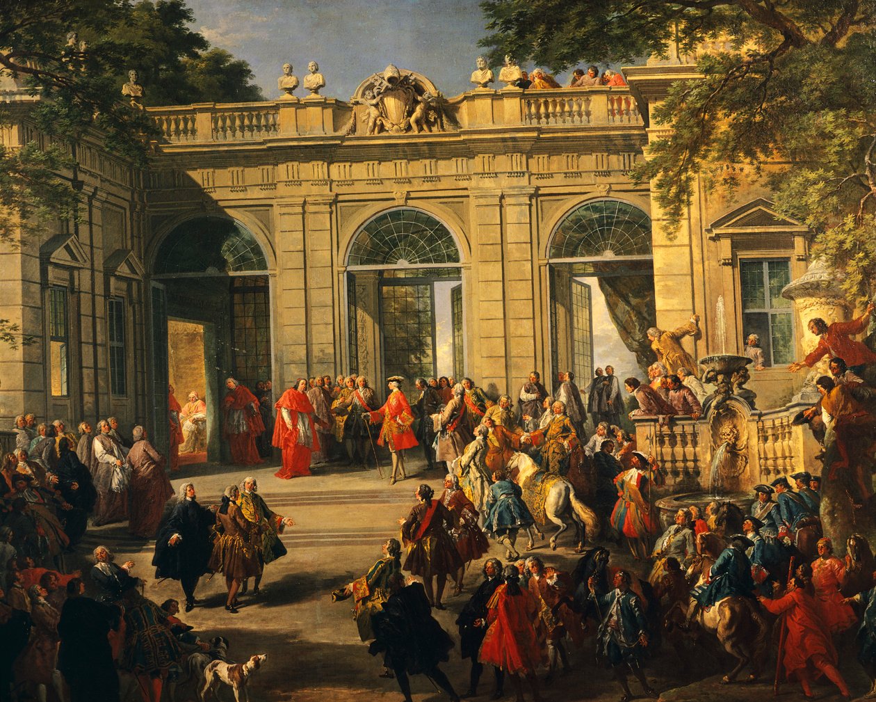Karel III van Bourbon op bezoek bij paus Benedictus XIV in het koffiehuis van Quirinal door Giovanni Paolo Pannini