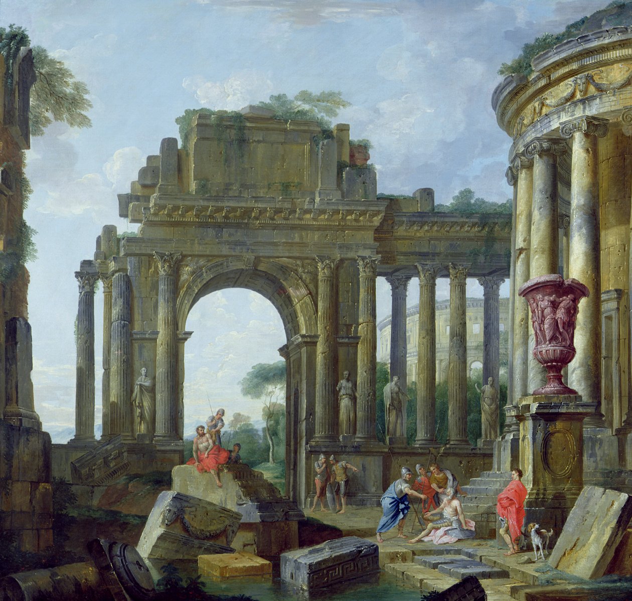 Romeinse Ruïnes met de Blinde Belisarius door Giovanni Paolo Pannini