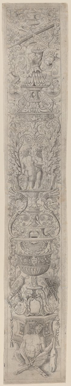 Ornamentpaneel: Sater met een viool door Giovanni Pietro Birago and Zoan Andrea