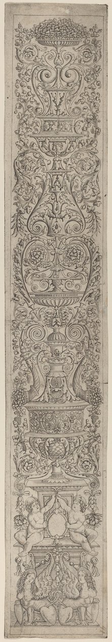 Ornamentpaneel: Twee sfinxen die schilden ondersteunen door Giovanni Pietro Birago and Zoan Andrea
