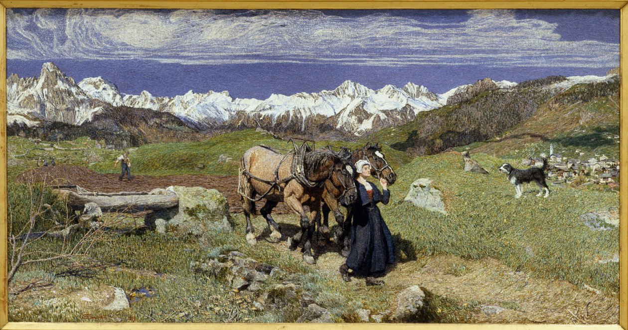 De Alpen in de lente door Giovanni Segantini