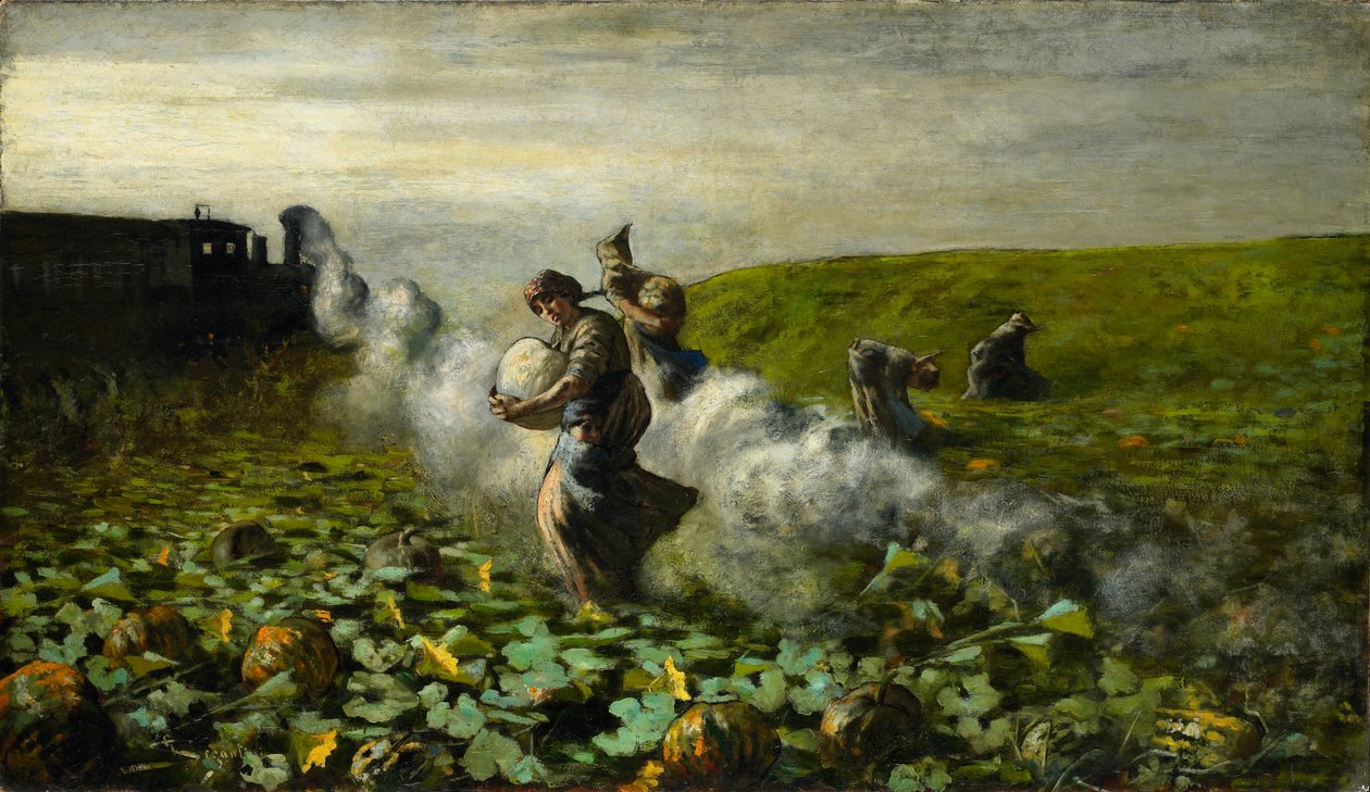 De pompoenoogst door Giovanni Segantini