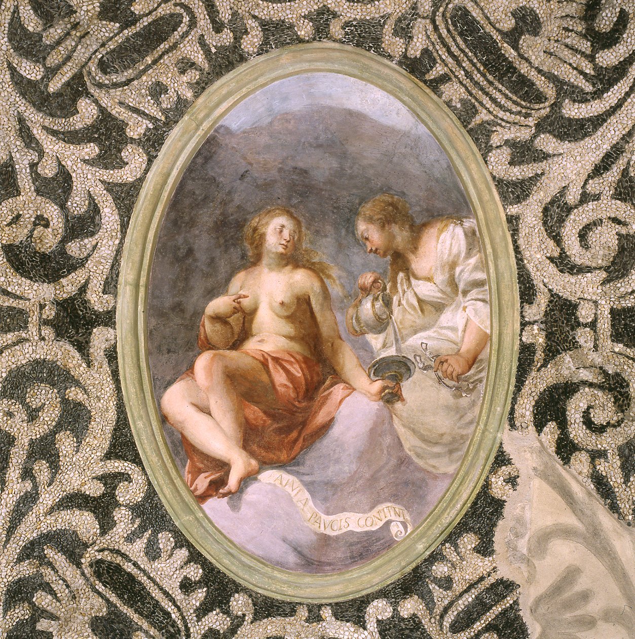 Vrouwelijke figuren, plafond van de grot door Giovanni Stefano Danedi