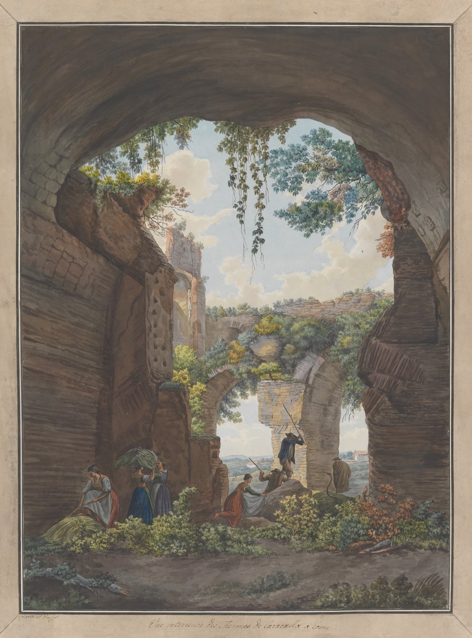 Interieur van de Baden van Caracalla door Giovanni Volpato, Louis Ducros