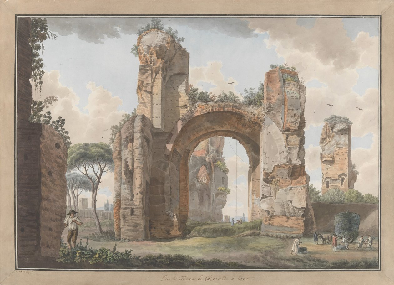Interieur van de Baden van Caracalla, ca. 1780 door Giovanni Volpato, Louis Ducros