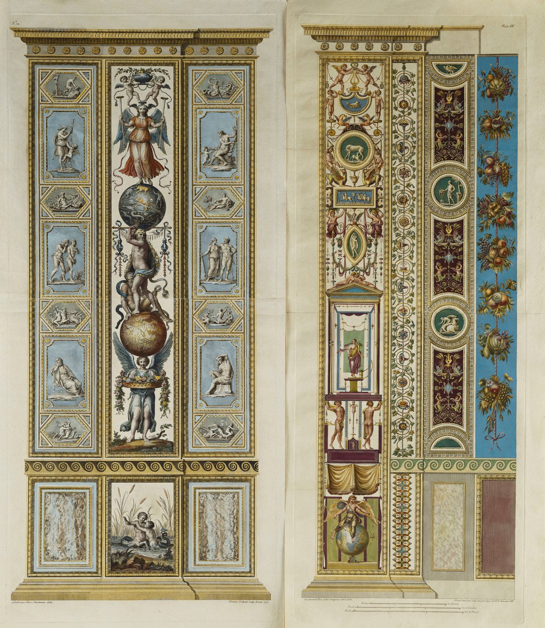 Arabeske decoraties in de Loggia van het Vaticaan (gekleurde gravure) door Giovanni da Udine (after)