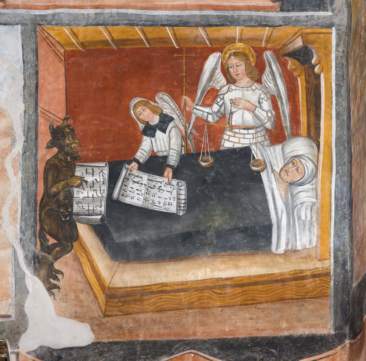 Het oordeel van de ziel op zijn sterfbed door Giovanni di Cherasco Botoneri