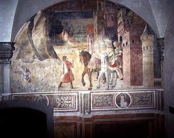 St. Benedictus verlaat huis (detail) door Giovanni di Consalvo (attr. to)