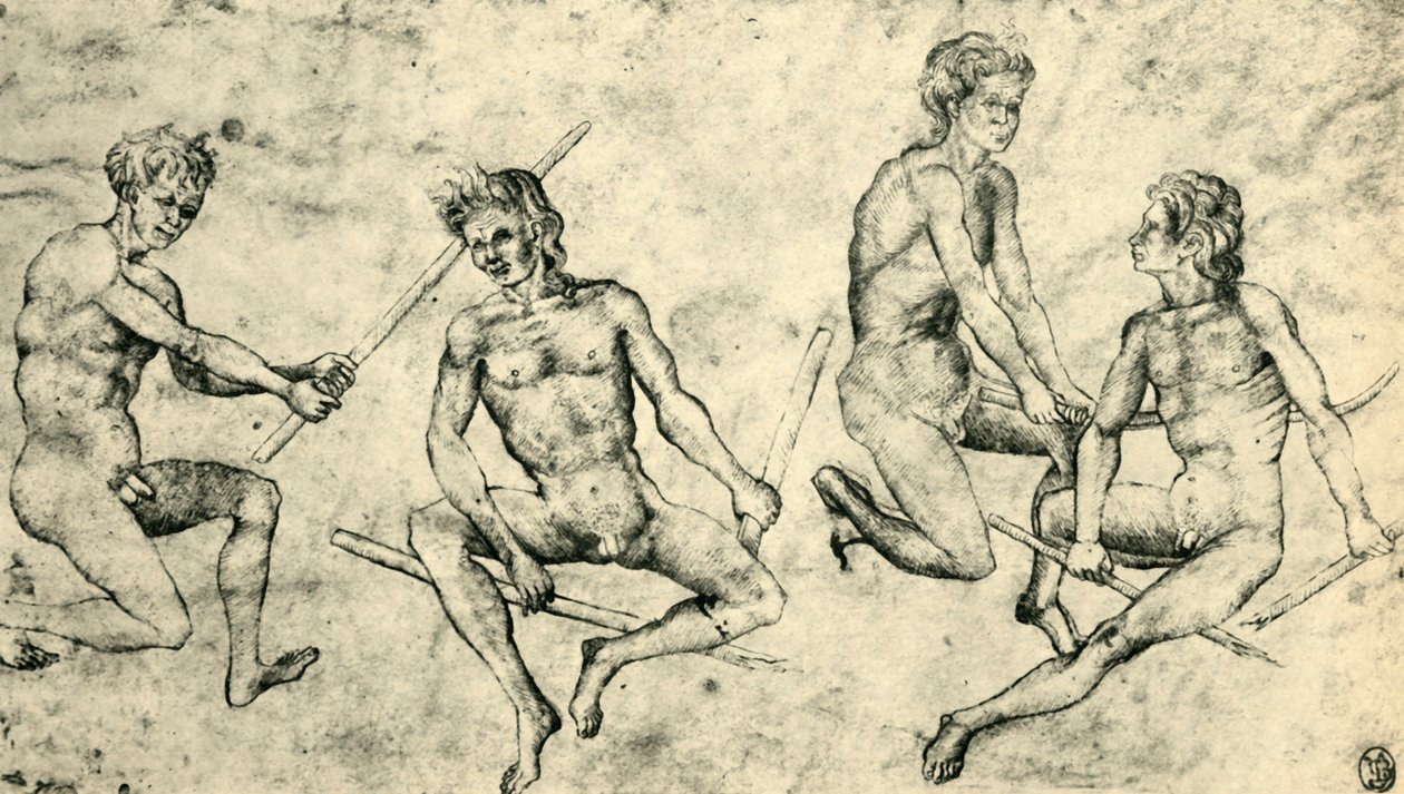 Vier naakte mannen, midden-late 15e eeuw door Giovanni di Paolo