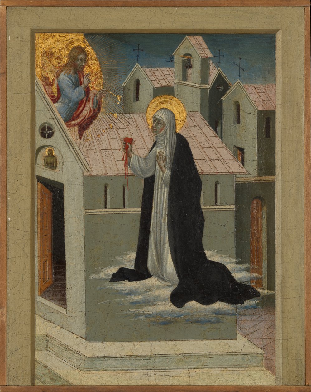 Sint Catharina van Siena Wisselt Haar Hart met Christus door Giovanni di Paolo