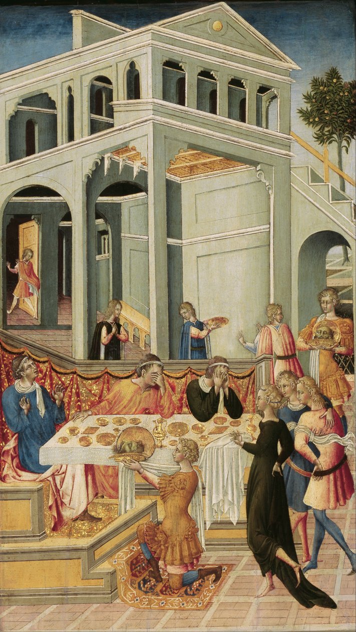 Het hoofd van Johannes de Doper voor Herodes gebracht door Giovanni di Paolo