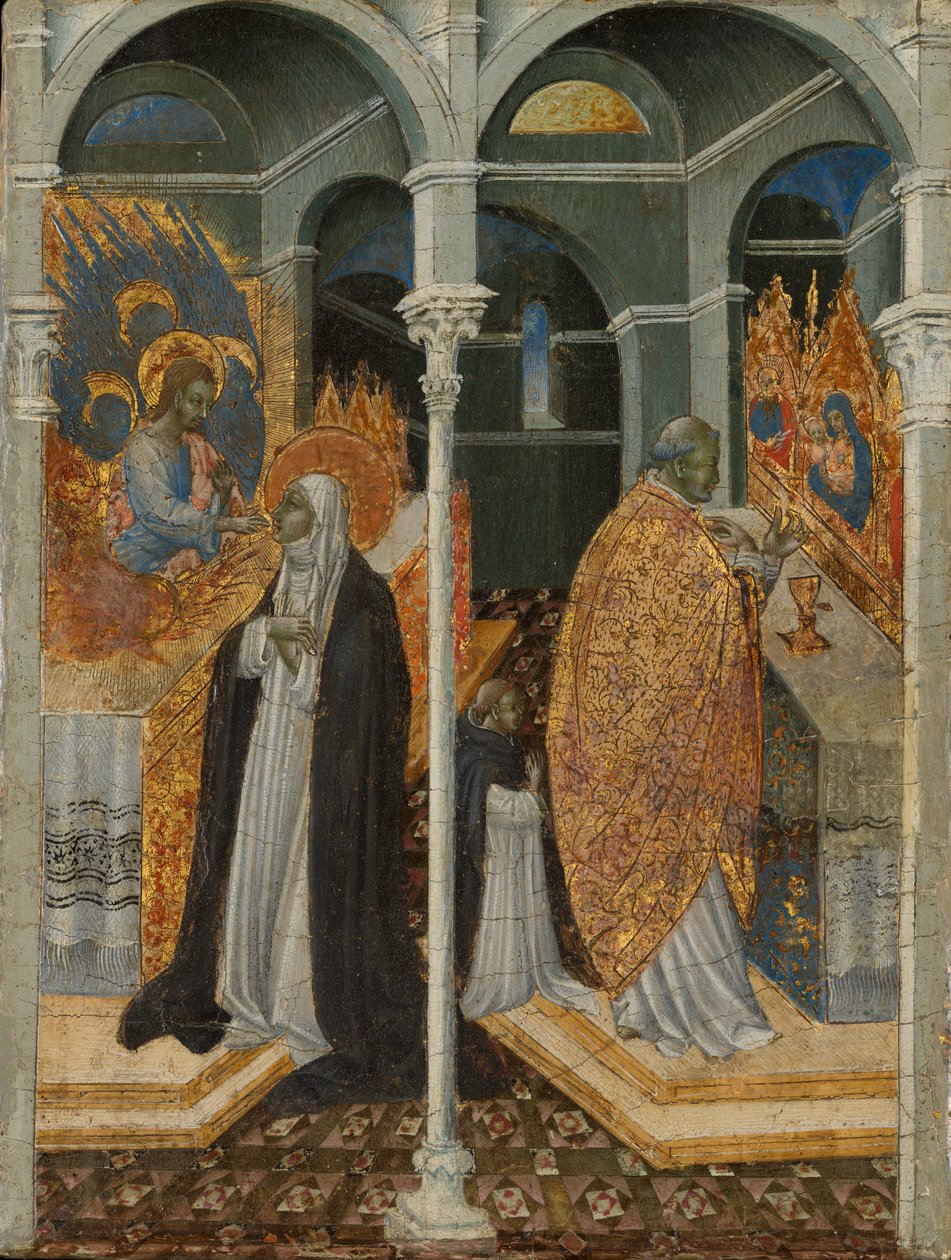 De Wonderbaarlijke Communie van Sint Catharina van Siena door Giovanni di Paolo