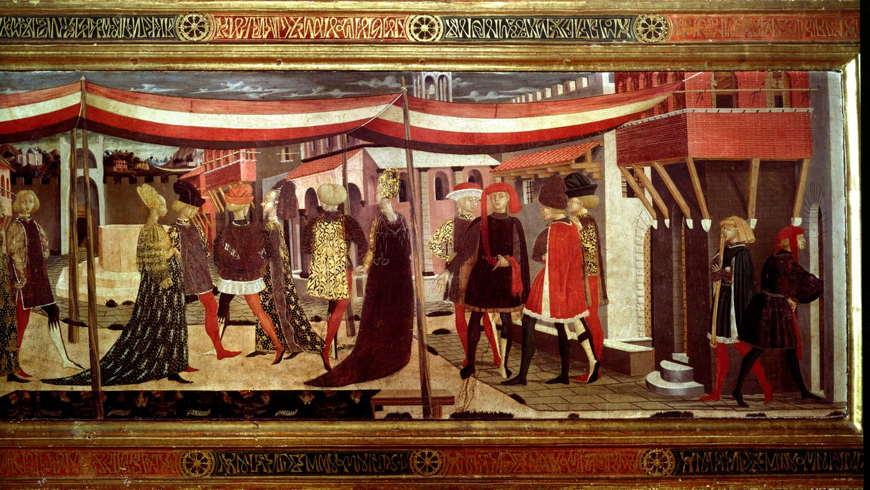 Renaissance huwelijksceremonie (detail) door Giovanni di Ser Giovanni Scheggia