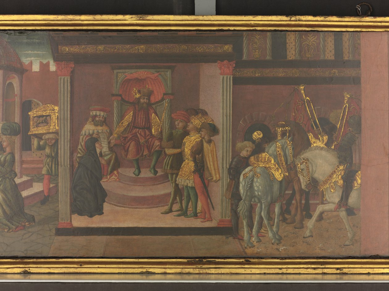 Het verhaal van Trajanus en de weduwe (detail) door Giovanni di Ser Giovanni Scheggia