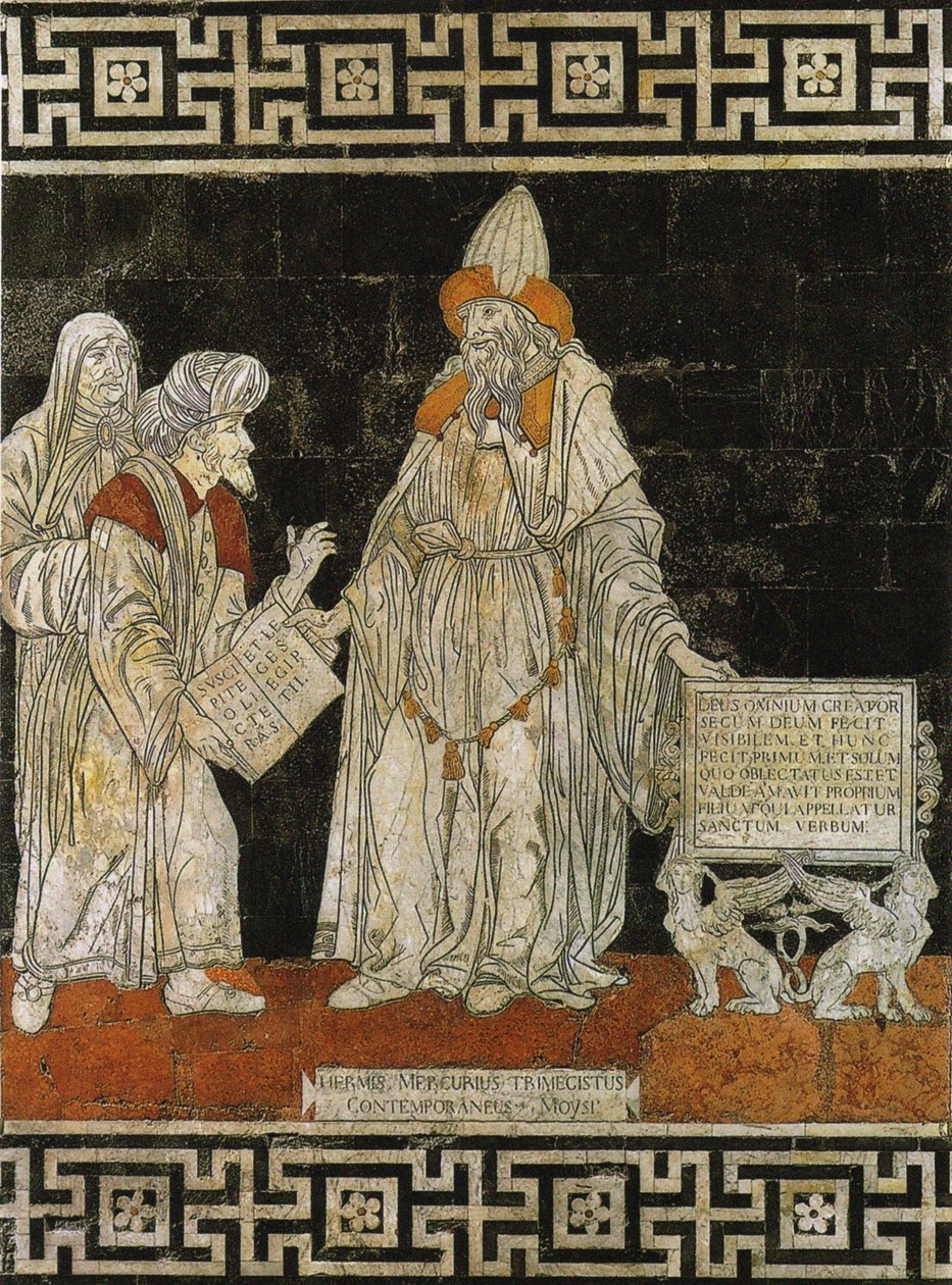 Hermes Trismegistus. Vloermozaïek in de kathedraal van Siena door Giovanni di Stefano