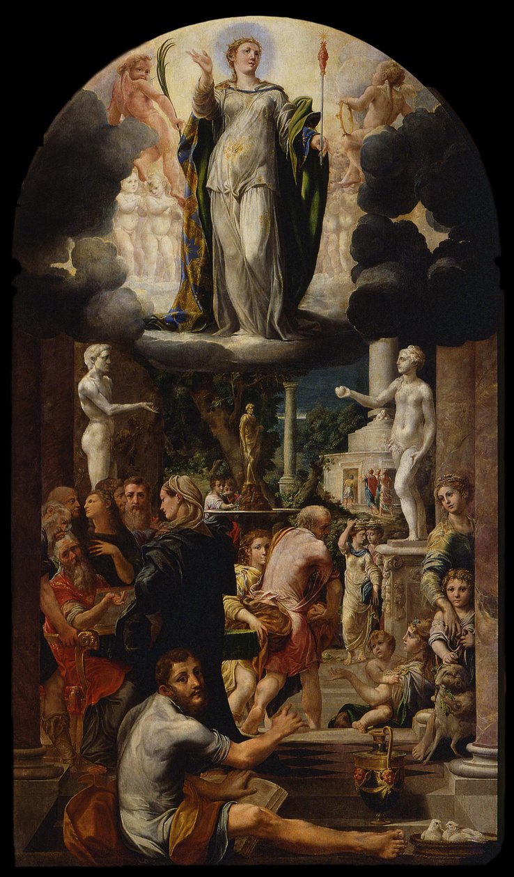 De onbevlekte ontvangenis van de Maagd door Girolamo Mazzola Bedoli
