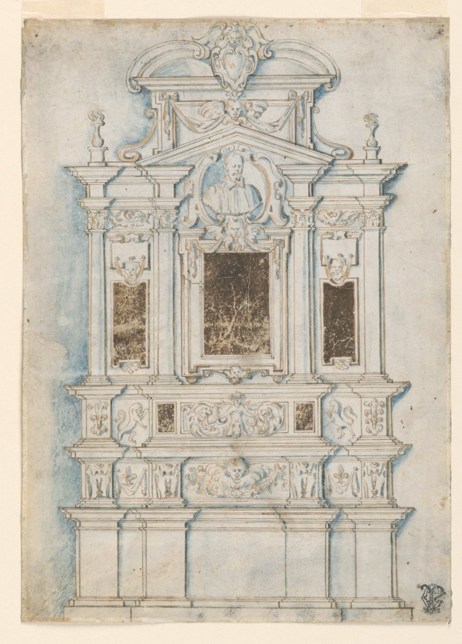 Ontwerp voor een Grafmuurmonument door Girolamo Rainaldi
