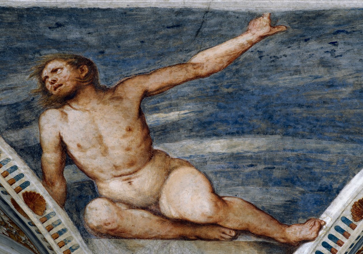 Mannelijke naakt, detail van fresco