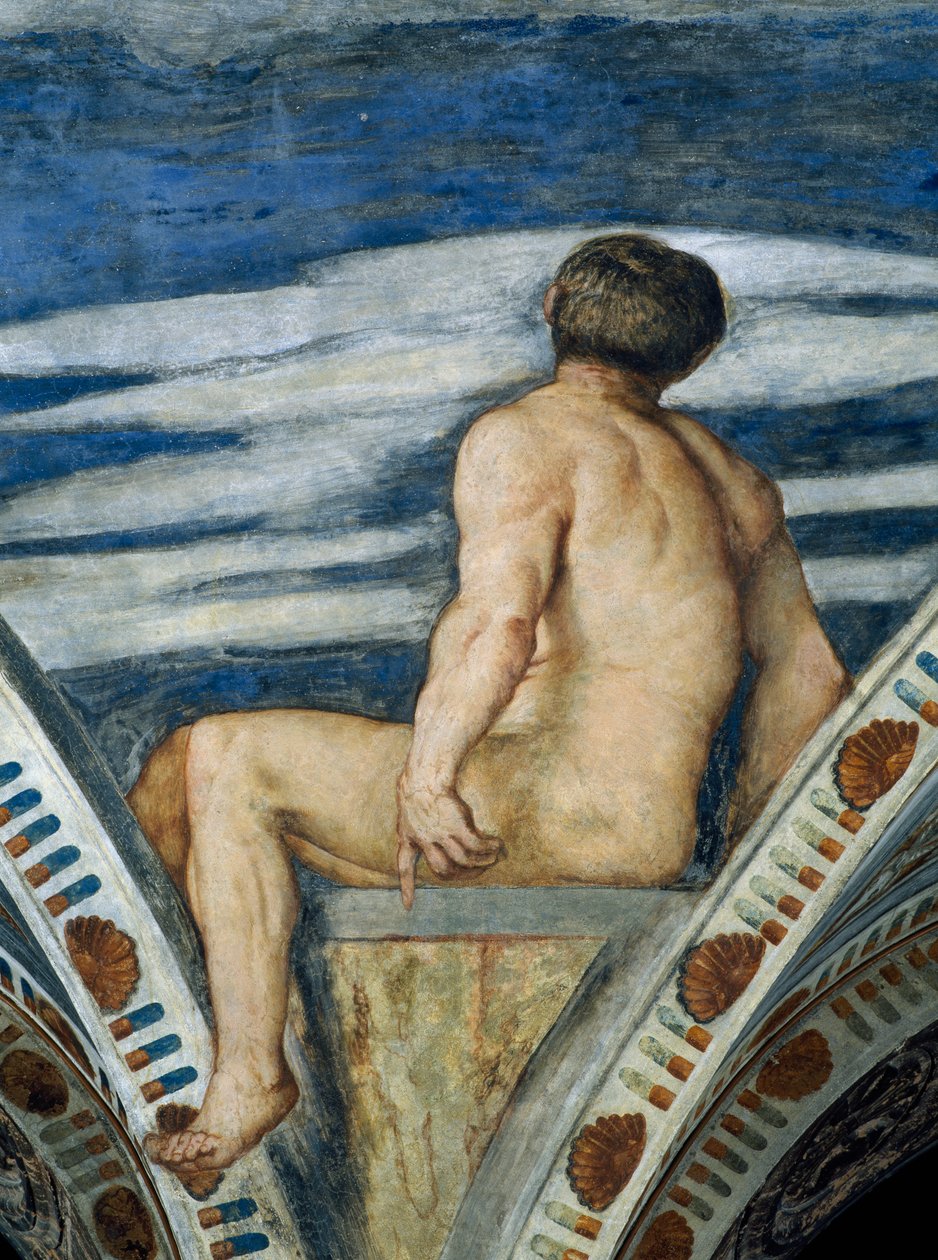Mannelijke naakt (detail) door Girolamo Romanino