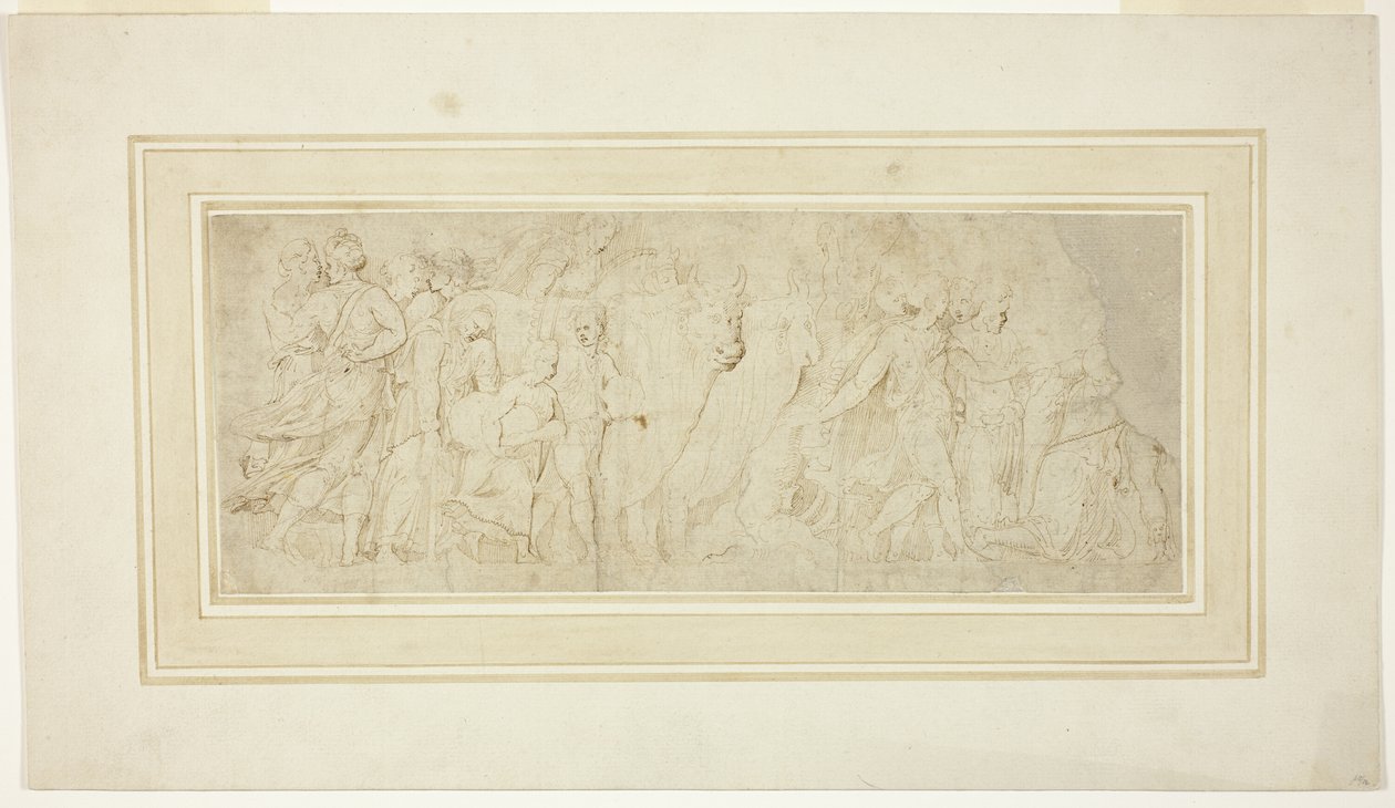 Processie van figuren en ossen door Girolamo da Carpi