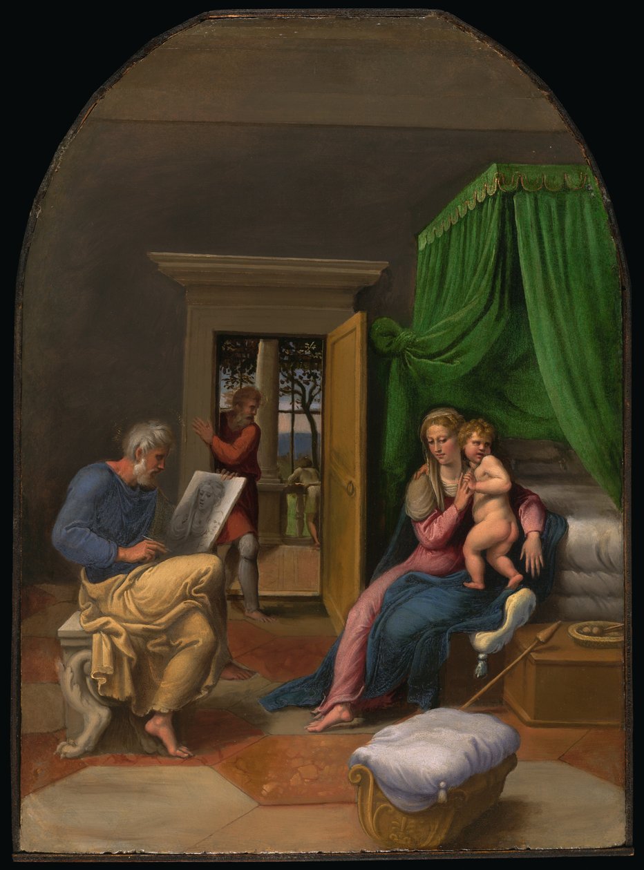 Sint Lucas tekent de Maagd en het Christuskind door Girolamo da Carpi