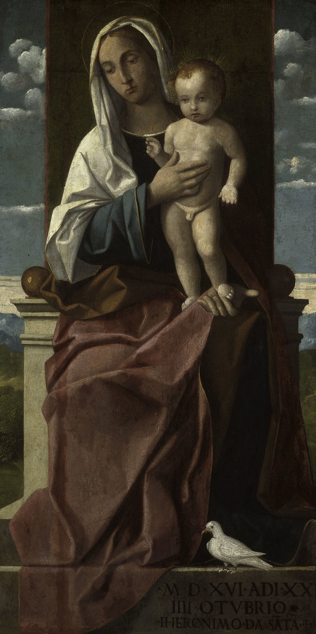 Maagd en Kind op de Troon door Girolamo da Santacroce
