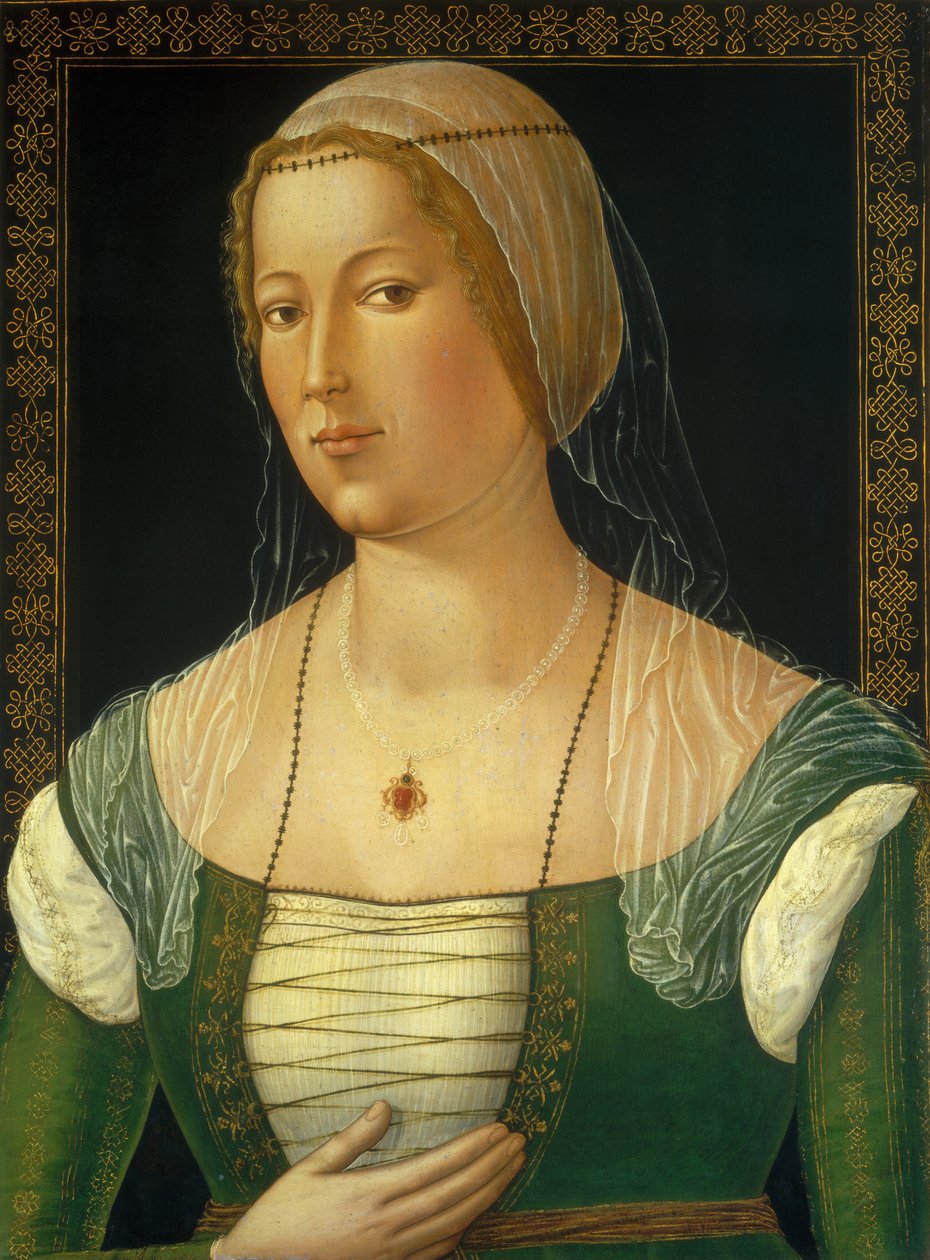 Portret van een jonge vrouw door Girolamo di Benvenuto