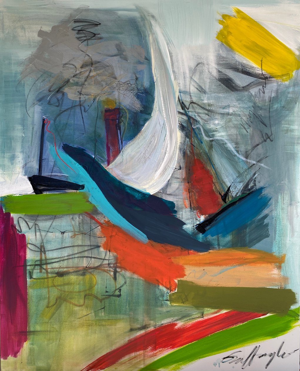 Batalla marine (schilderij) door Gisela Gaffoglio