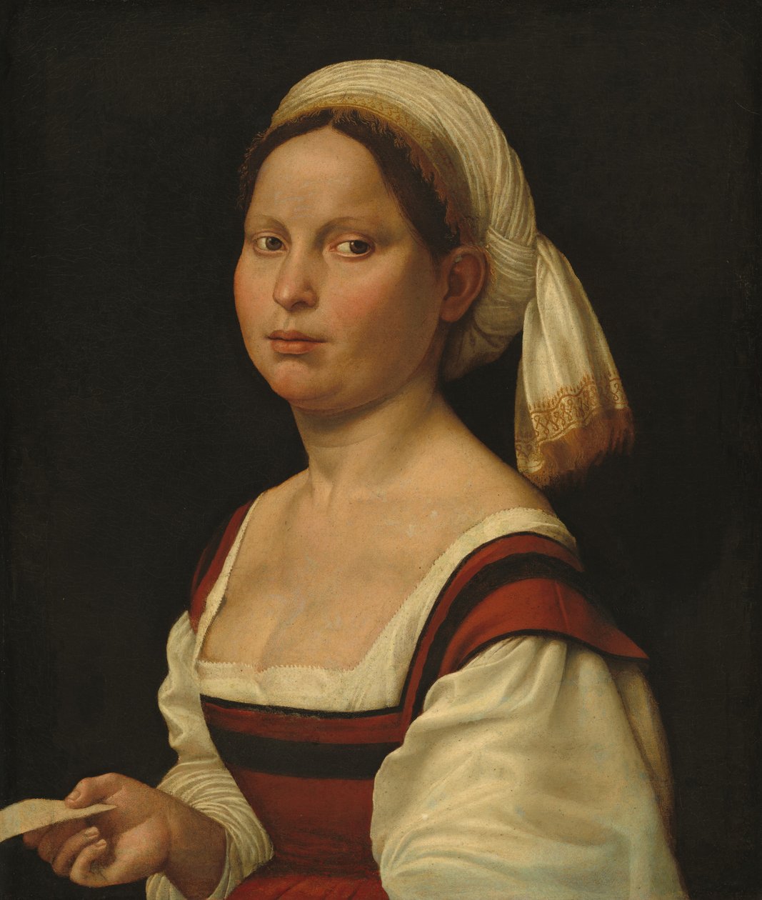 Portret van een jonge vrouw door Giuliano Bugiardini