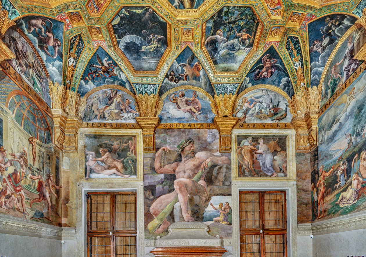 Kamer van Psiche: uitzicht op de oostelijke muur door Giulio (workshop of) Romano
