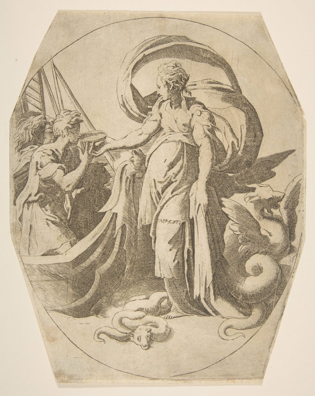 Circe en de metgezellen van Odysseus, 16e eeuw door Giulio Bonasone