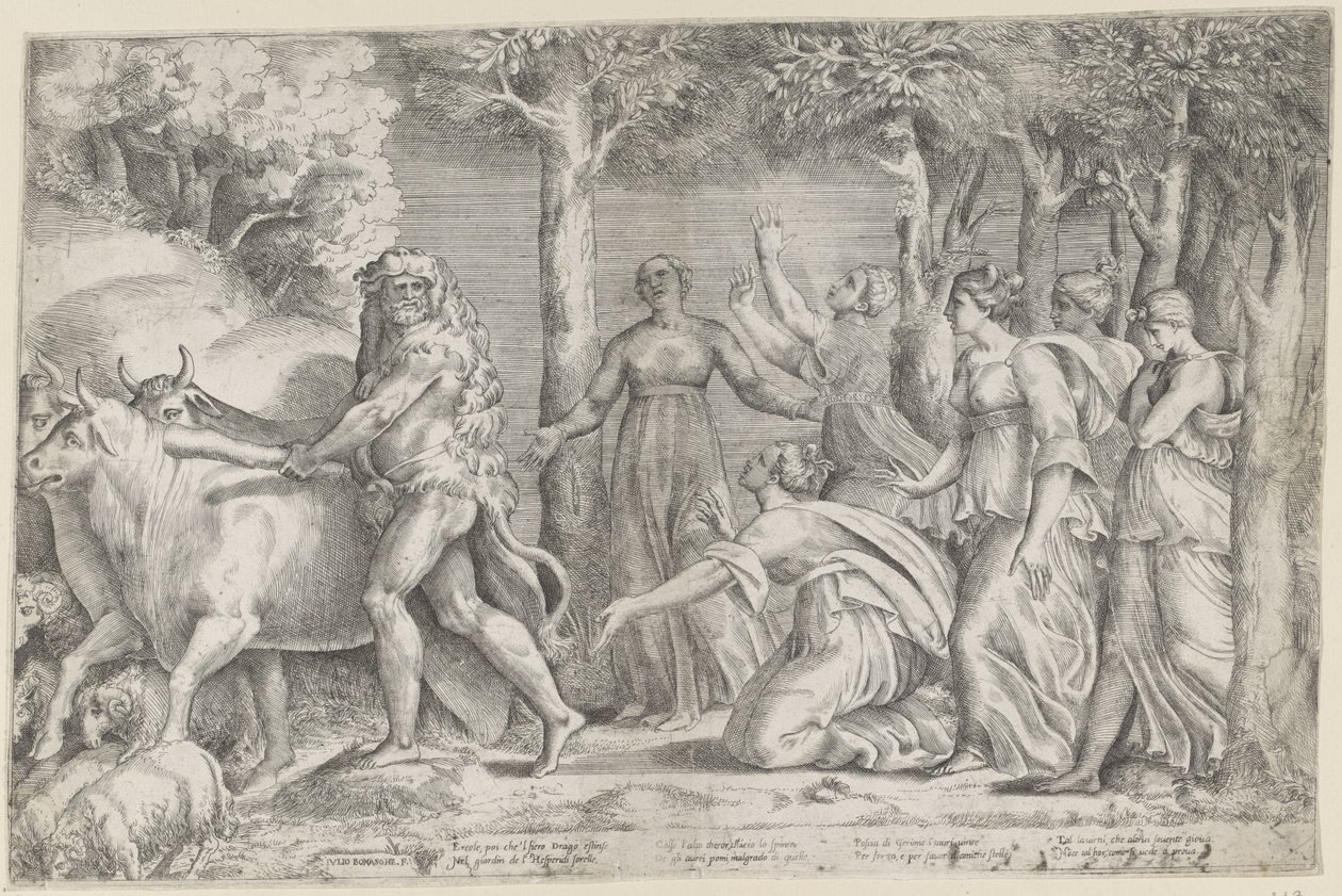 Hercules rooft de runderen van Geryon door Giulio Bonasone