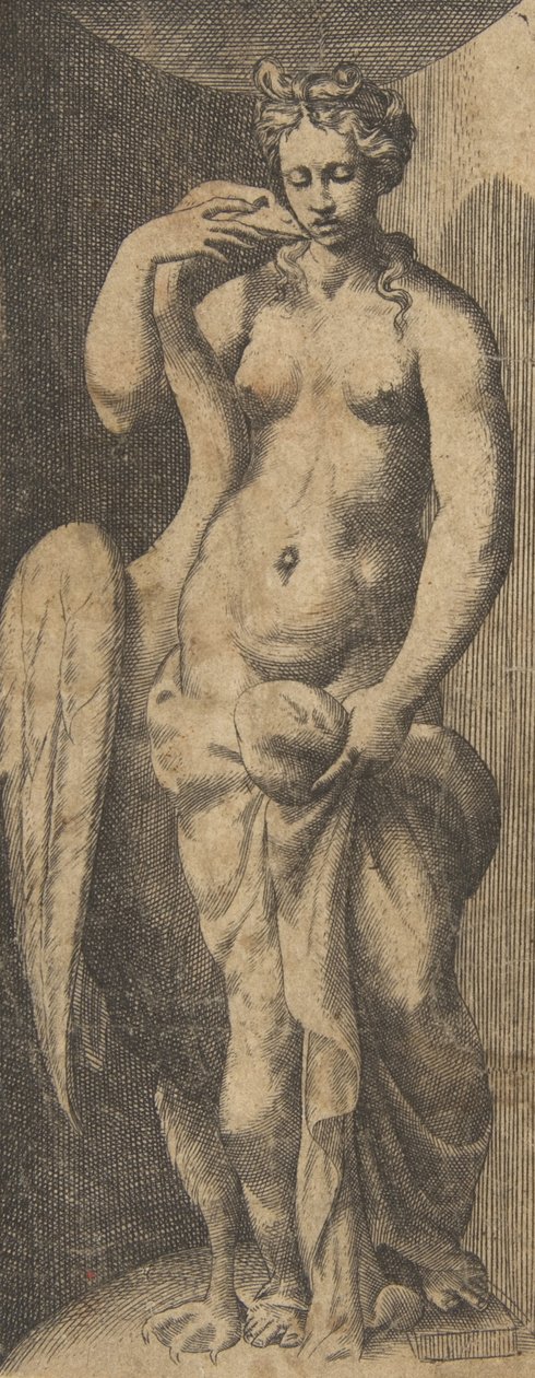Leda en de zwaan, ca. 1531-76 door Giulio Bonasone