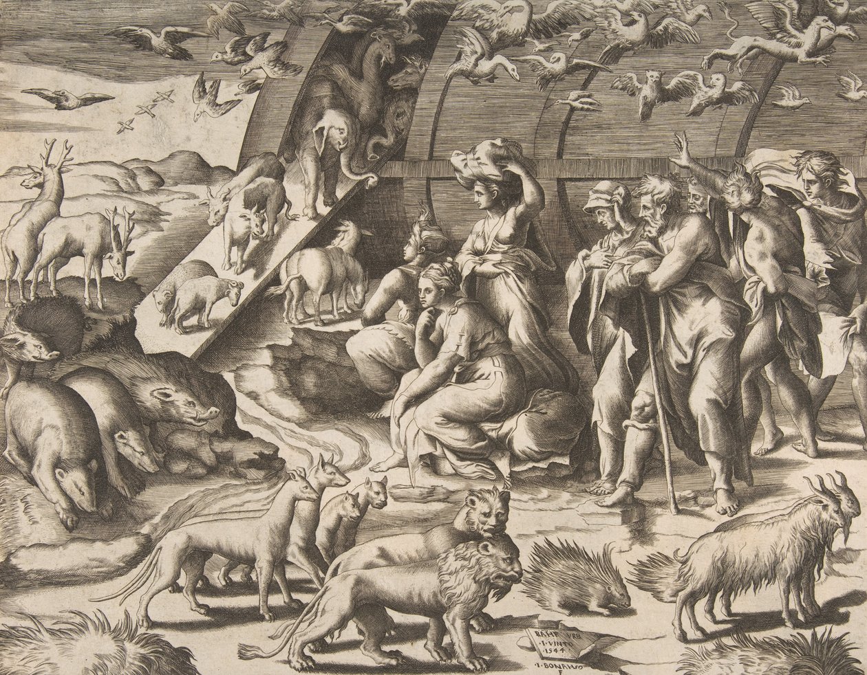 Noach verlaat de ark door Giulio Bonasone