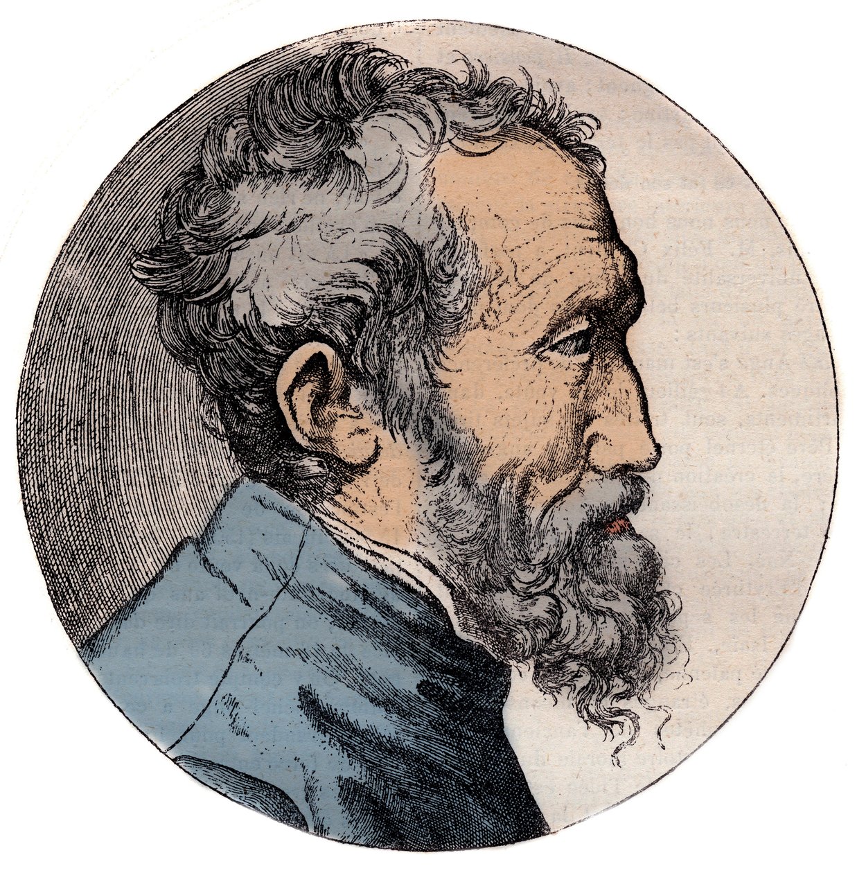 Portret van Michelangelo Buonarroti door Giulio Bonasone