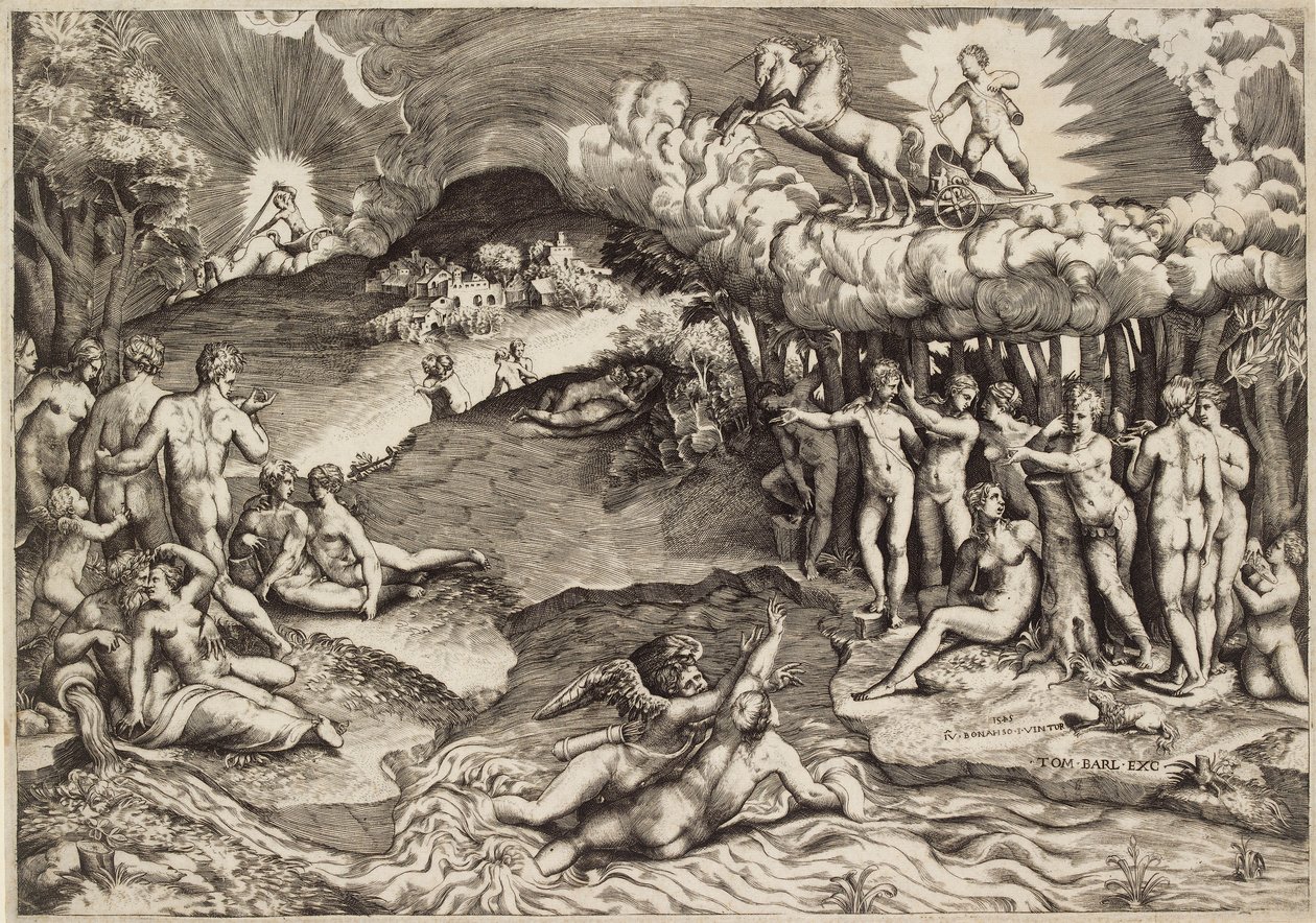De triomf van de liefde, 1545 door Giulio Bonasone