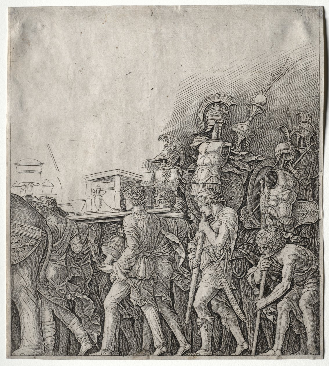 De Triomfen van Caesar: De Borstplaatdragers door Giulio Campagnola