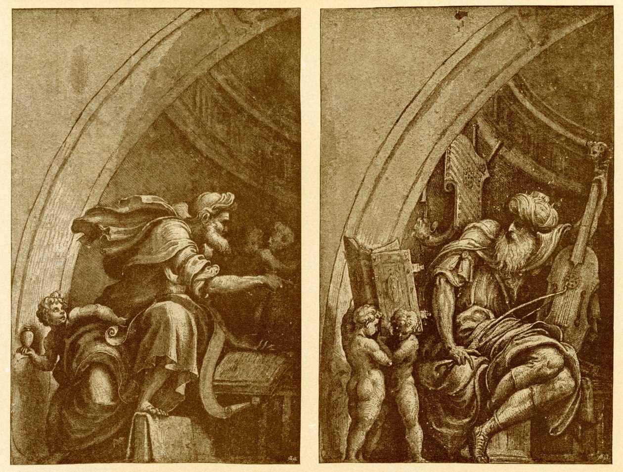 Ontwerpen voor de fresco in S. Sigismondo Cremona door Giulio Campi