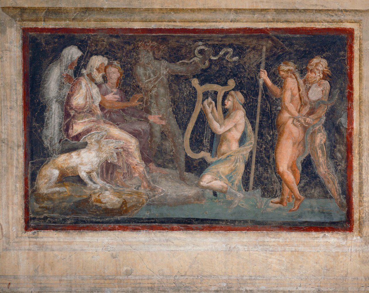 Mythologische scène (fresco) door Giulio Romano